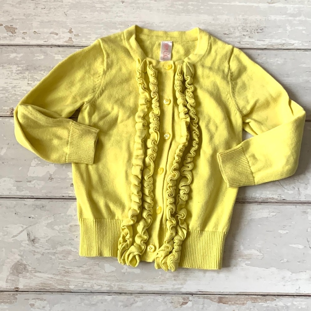 Girls 24m Yellow Knit Cardigan Sweater Jacket 100% Cotton Cherokee Brand Toddler
